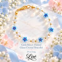 LJGG12 Blue Glass Flower Bracelet.